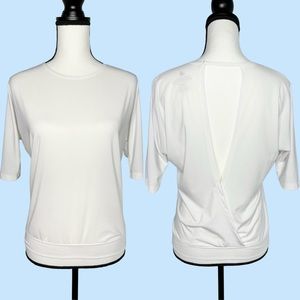 Eagle Rock Werkshop Open Back Dolman Short Sleeve Shirt White Small